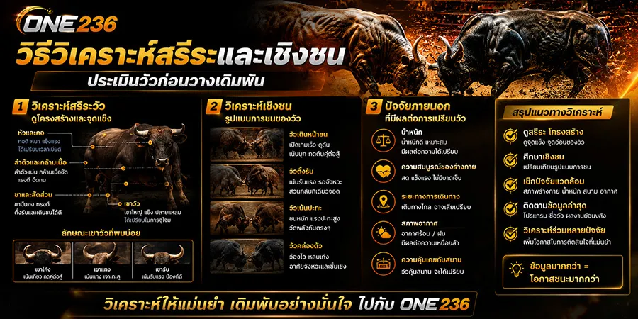 วิธีวิเคราะห์สรีระและเชิงชน ประเมิน วัวชน ก่อนวางเดิมพัน